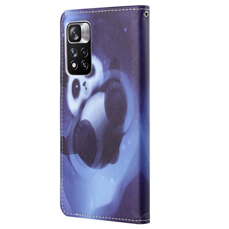 Lærdeksel Folio Deksel Xiaomi Redmi Note 11 Pro / Note 11 Pro Plus Panda Space Strappy