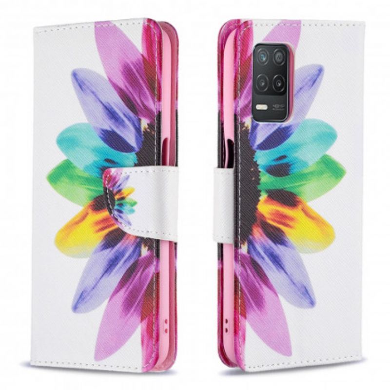 Folio Deksel Realme 8 5g Blomsterakvarell Beskyttelse Deksel