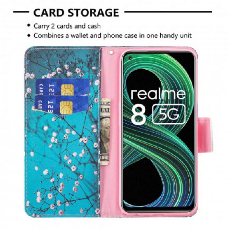 Folio Deksel Realme 8 5g Blomstrende Gren