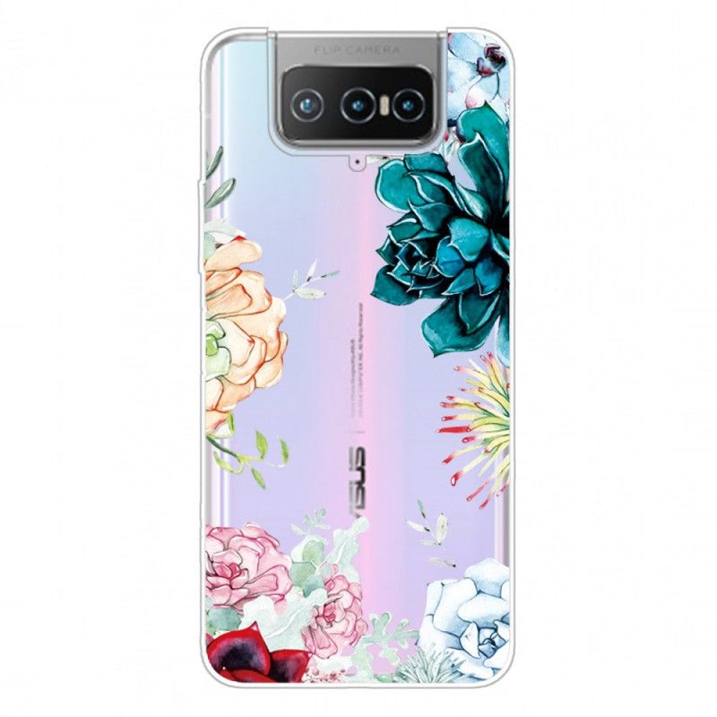 Deksel Asus Zenfone 7 / 7 Pro Gjennomsiktige Akvarellblomster Anti-fall