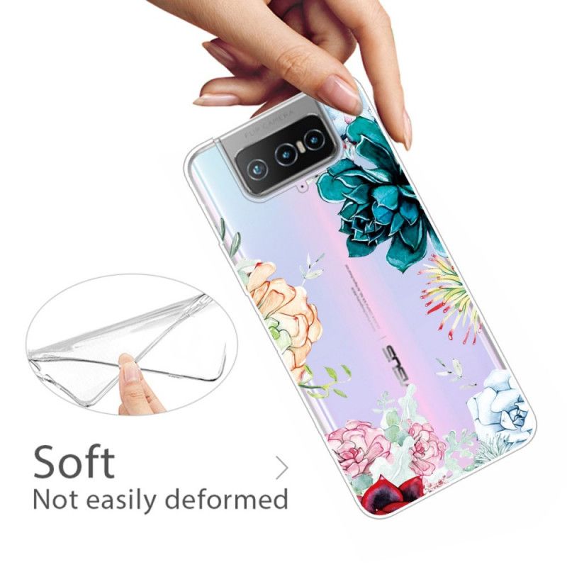 Deksel Asus Zenfone 7 / 7 Pro Gjennomsiktige Akvarellblomster Anti-fall