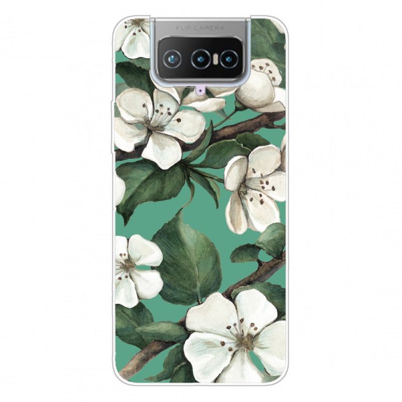 Deksel Asus Zenfone 7 / 7 Pro Mobildeksel Malte Hvite Blomster