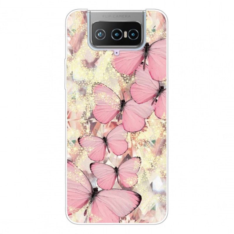 Deksel Asus Zenfone 7 / 7 Pro Rosa Sommerfugler Sommerfugler