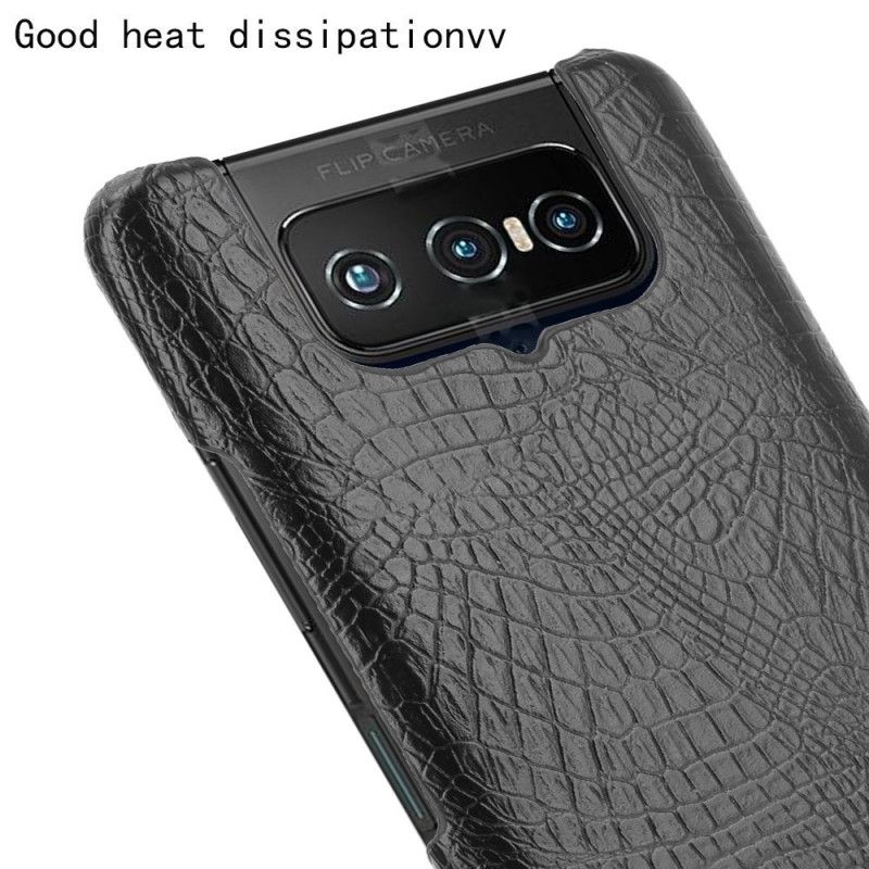 Deksel Asus Zenfone 7 / 7 Pro Svart Krokodillehudeffekt