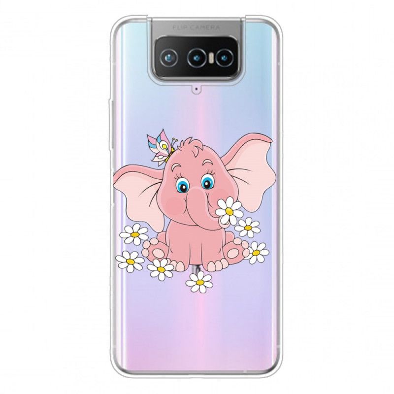 Deksel for Asus Zenfone 7 / 7 Pro Gjennomsiktig Rosa Elefant