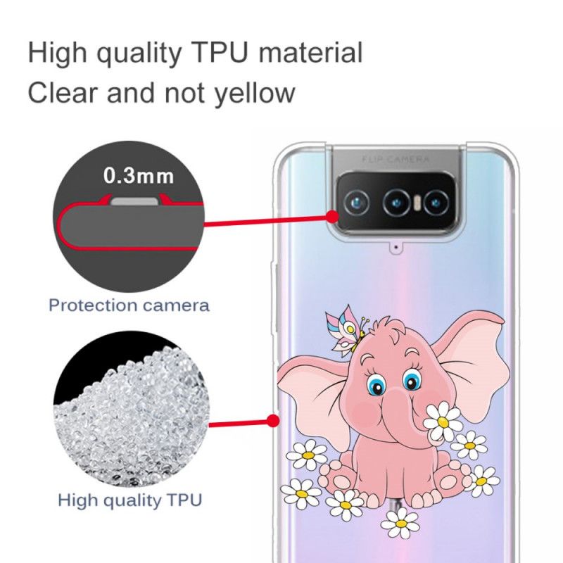 Deksel for Asus Zenfone 7 / 7 Pro Gjennomsiktig Rosa Elefant