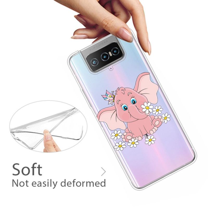 Deksel for Asus Zenfone 7 / 7 Pro Gjennomsiktig Rosa Elefant