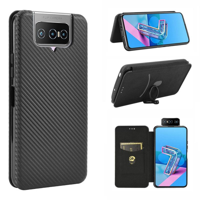 Folio Deksel for Asus Zenfone 7 / 7 Pro Svart Karbon Silikon