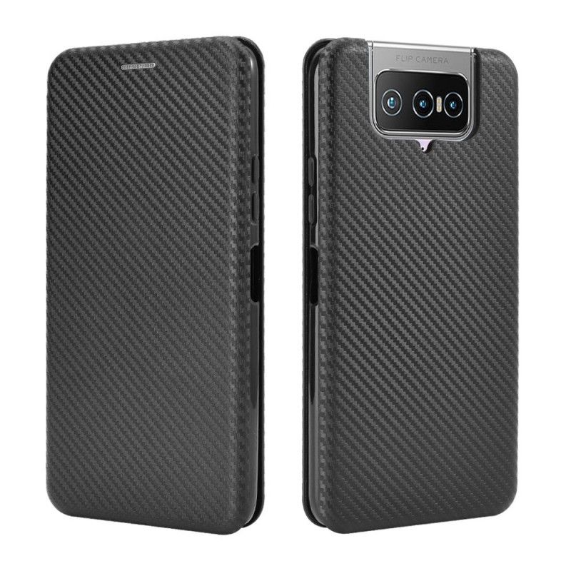 Folio Deksel for Asus Zenfone 7 / 7 Pro Svart Karbon Silikon