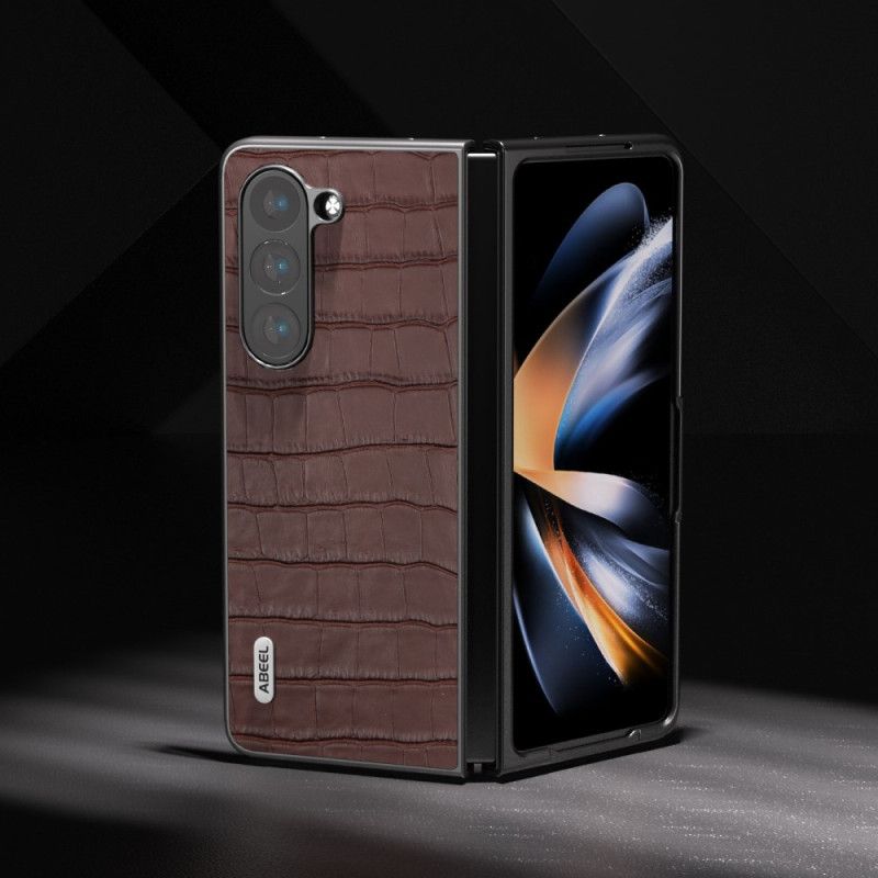 Deksel Til Samsung Galaxy Z Fold 5 Krokodilledesign I Ekte Skinn