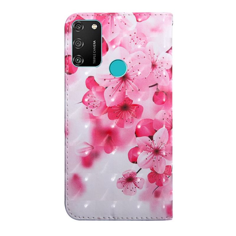 Folio Deksel for Honor 9A Rosa Blomster