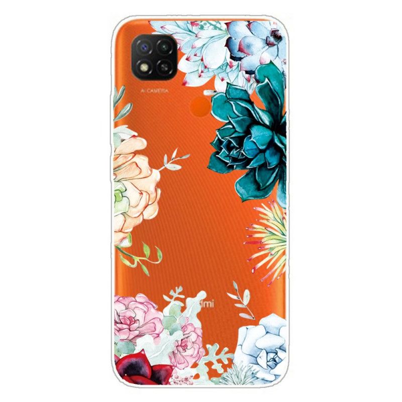 Deksel for Xiaomi Redmi 9C Gjennomsiktige Akvarellblomster