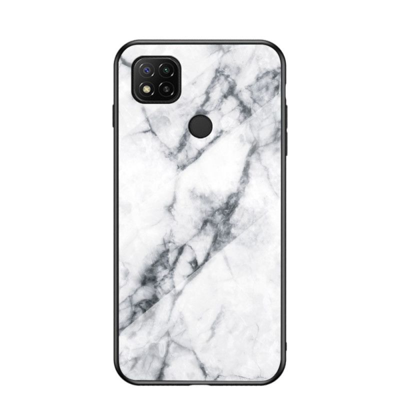 Deksel for Xiaomi Redmi 9C Svart Marmorfarger Herdet Glass