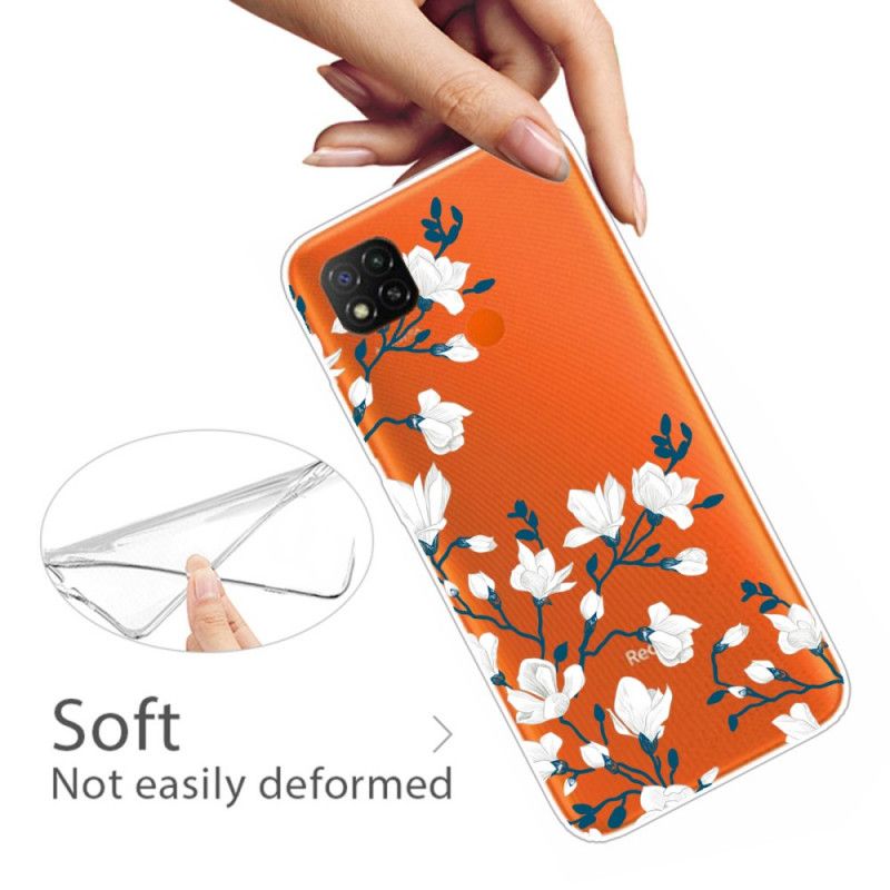 Deksel Xiaomi Redmi 9C Hvite Blomster