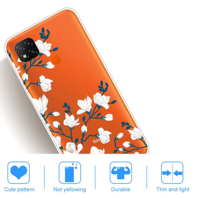 Deksel Xiaomi Redmi 9C Hvite Blomster