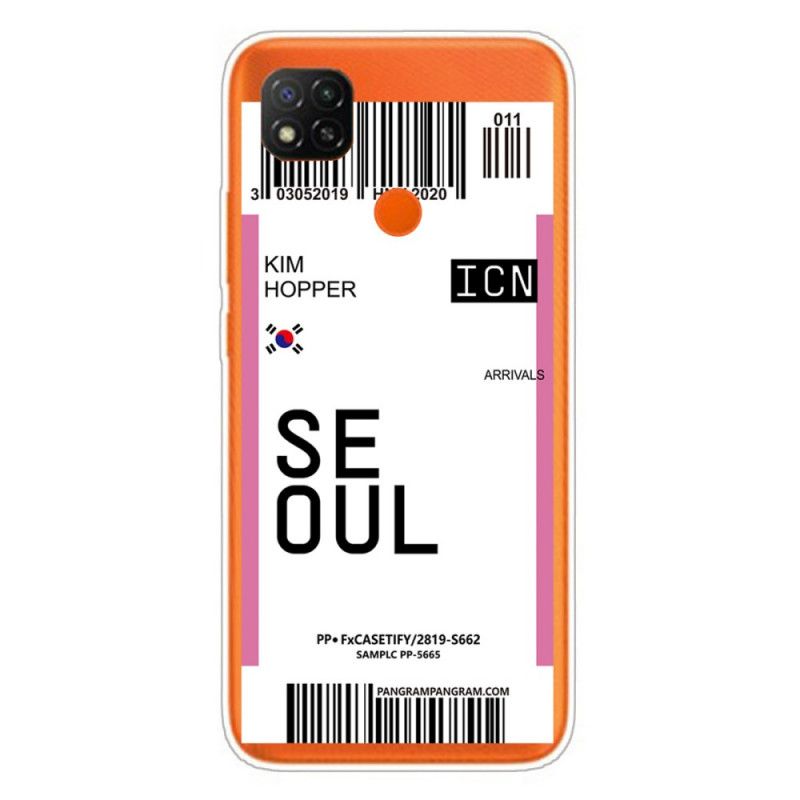 Deksel Xiaomi Redmi 9C Magenta Mobildeksel Ombordstigningskort Til Seoul