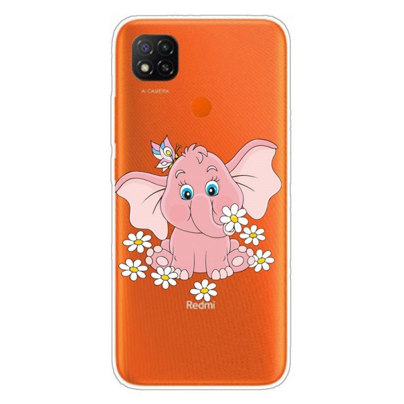 Deksel Xiaomi Redmi 9C Mobildeksel Gjennomsiktig Rosa Elefant