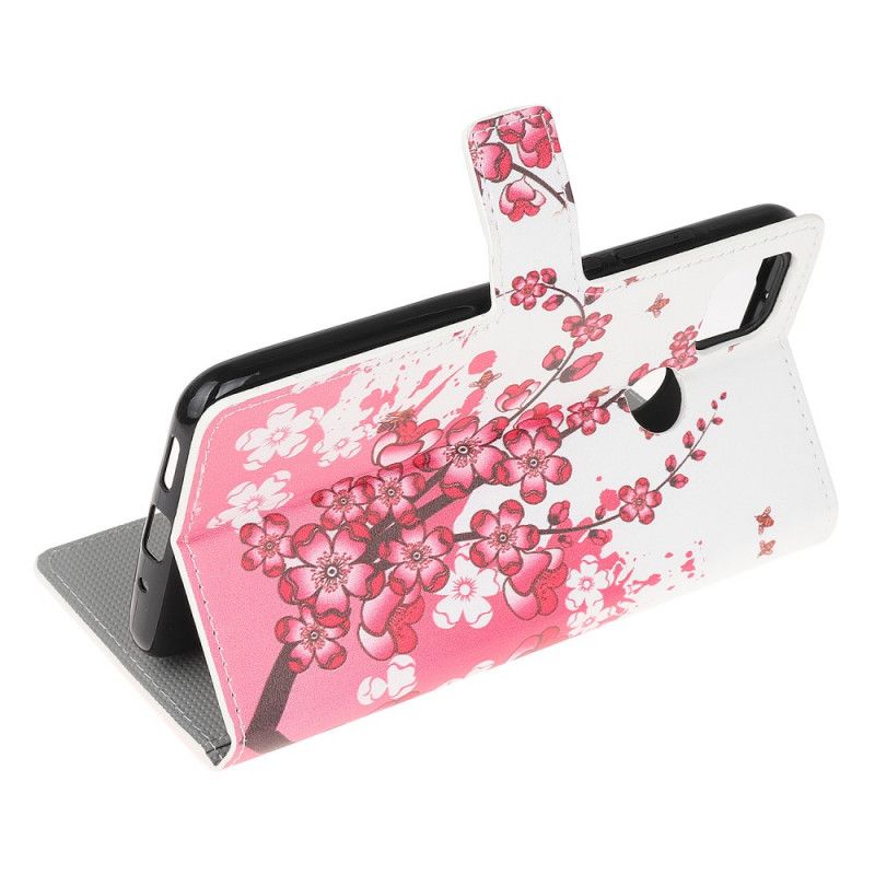 Folio Deksel for Xiaomi Redmi 9C Magenta Tropiske Blomster