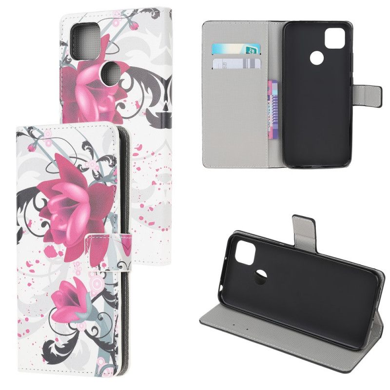 Folio Deksel for Xiaomi Redmi 9C Magenta Tropiske Blomster