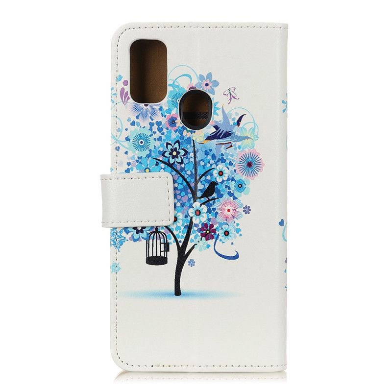 Folio Deksel Xiaomi Redmi 9C Oransje Blomstrende Tre