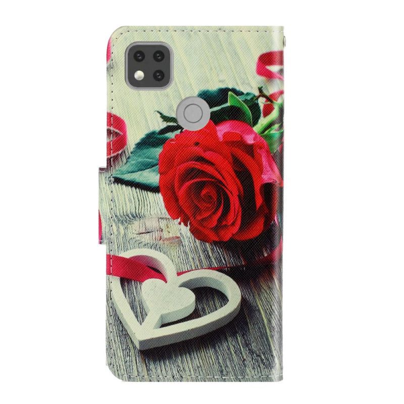 Folio Deksel Xiaomi Redmi 9C Romantisk Rose Med Tanga