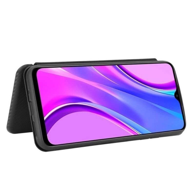 Folio Deksel Xiaomi Redmi 9C Svart Farget Karbon Silikon