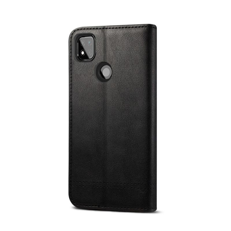 Folio Deksel Xiaomi Redmi 9C Svart Sydd Skinneffekt