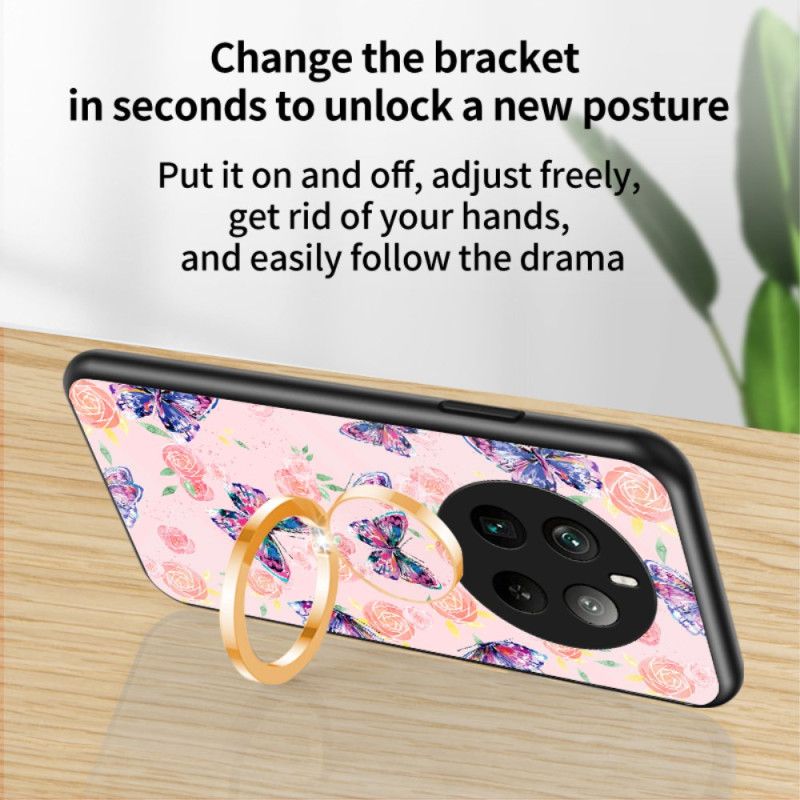 Deksel Realme 12 Pro / 12 Pro Plus Mobildeksel Ring-støtte Butterfly Series I Herdet Glass