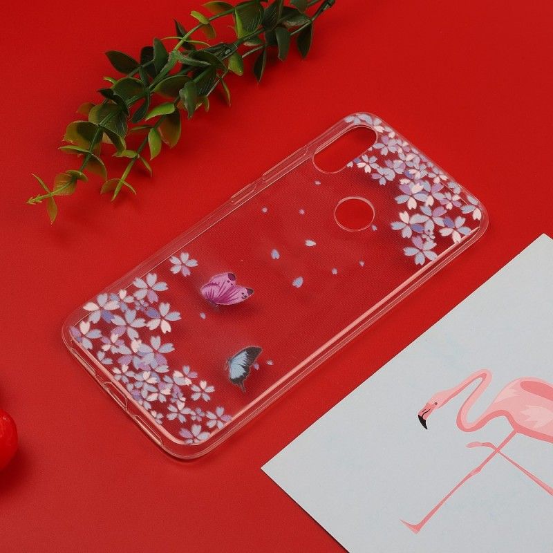 Deksel Xiaomi Redmi Note 7 Gjennomsiktige Sommerfugler Og Blomster Anti-fall