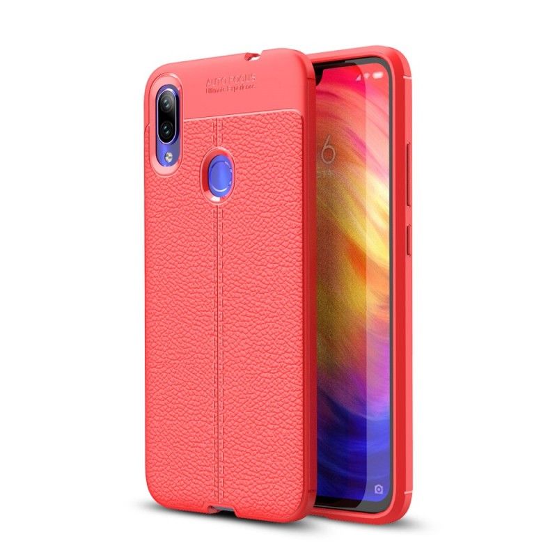 Deksel Xiaomi Redmi Note 7 Svart Dobbeltlinjet Litchi-Effekt