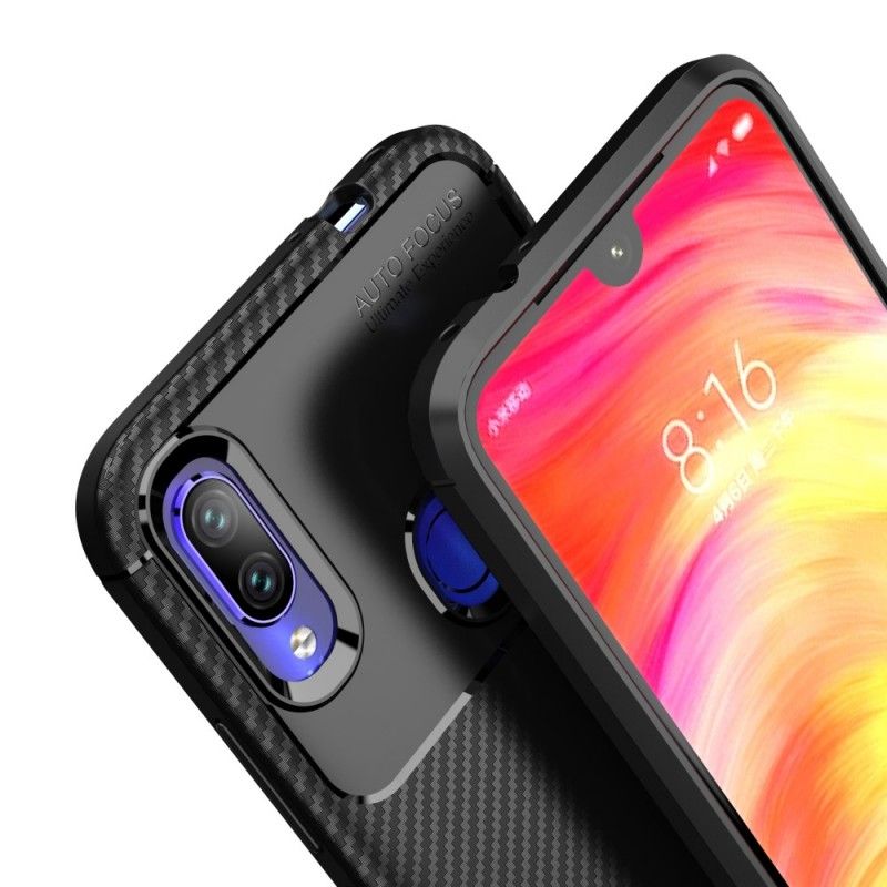 Deksel Xiaomi Redmi Note 7 Svart Fleksibel Karbonfibertekstur