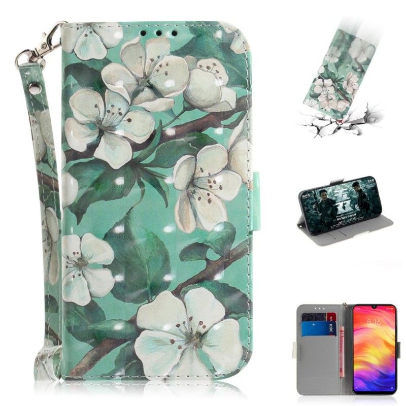 Folio Deksel for Xiaomi Redmi Note 7 Blomstrende Gren Med Tanga