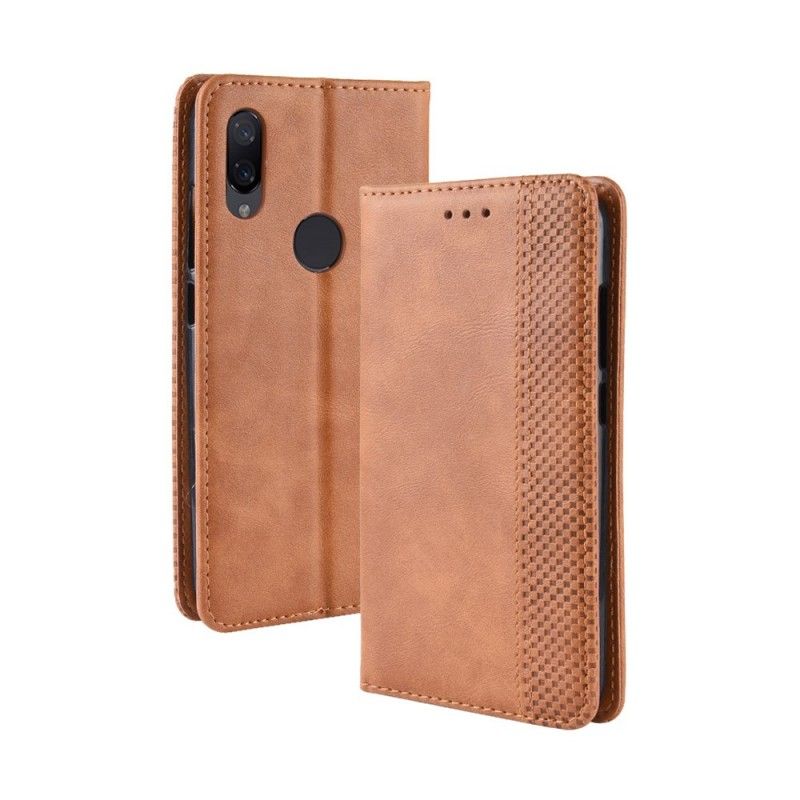 Folio Deksel Xiaomi Redmi Note 7 Svart Stilisert Vintage-Skinneffekt