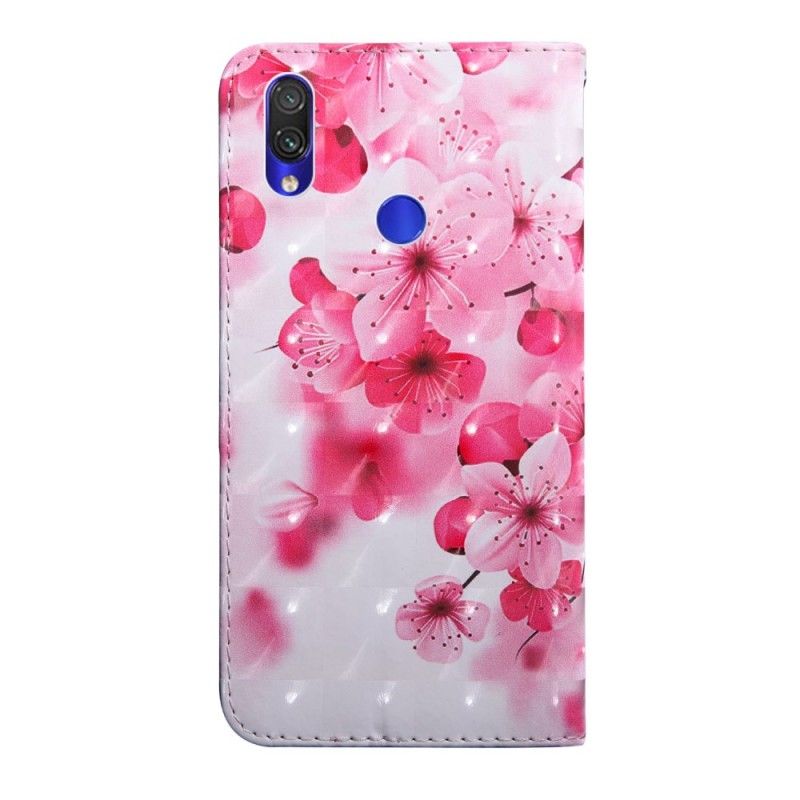 Lærdeksel Folio Deksel Xiaomi Redmi Note 7 Mobildeksel Rosa Blomster