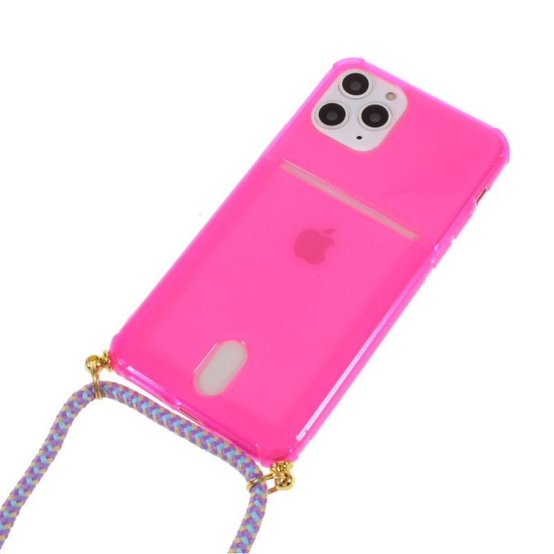 Deksel for iPhone 11 Pro Max Magenta Ledning Med Kortholder