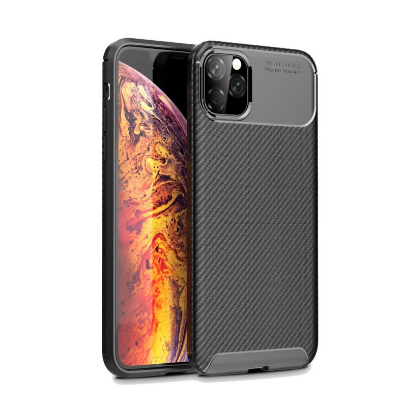 Deksel for iPhone 11 Pro Max Svart Fleksibel Karbonfibertekstur