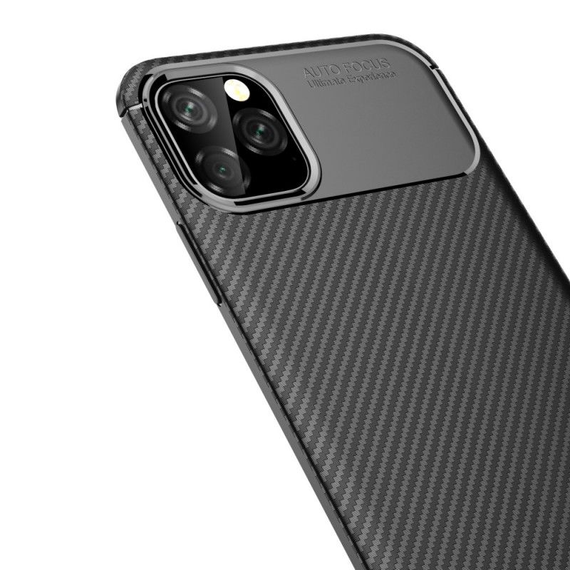 Deksel for iPhone 11 Pro Max Svart Fleksibel Karbonfibertekstur