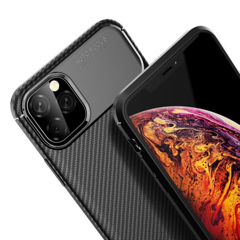 Deksel for iPhone 11 Pro Max Svart Fleksibel Karbonfibertekstur