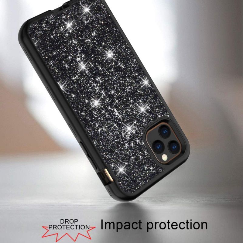 Deksel for iPhone 11 Pro Max Svart Hybridglitter