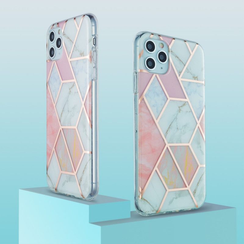 Deksel iPhone 11 Pro Max Hvit Mobildeksel Silikon Marmor Geometri