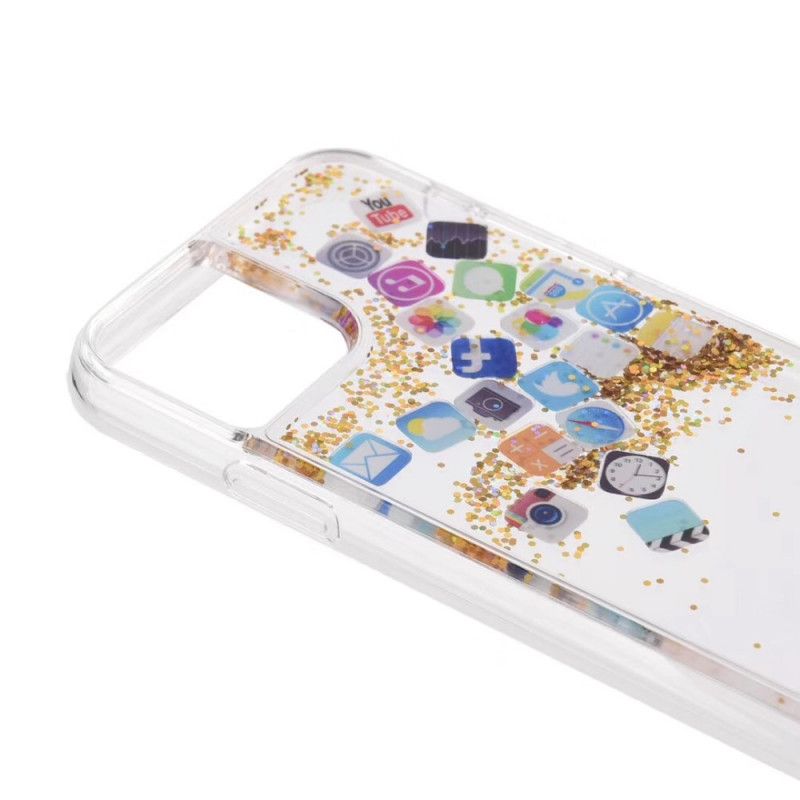 Deksel iPhone 11 Pro Max Sølv Glitter-Appikoner