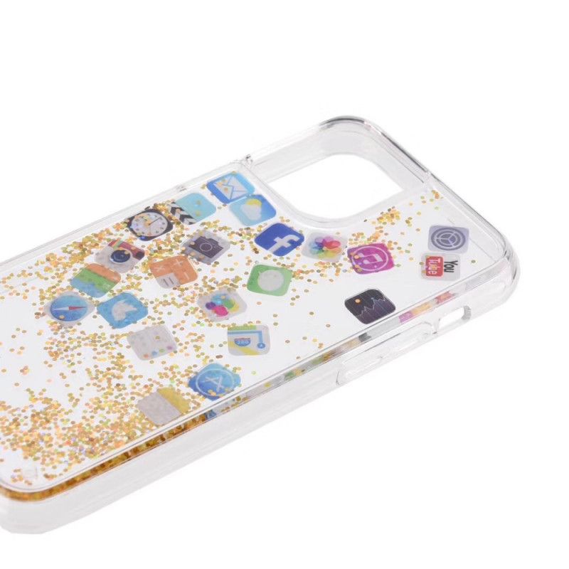 Deksel iPhone 11 Pro Max Sølv Glitter-Appikoner