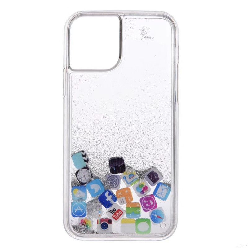 Deksel iPhone 11 Pro Max Sølv Glitter-Appikoner