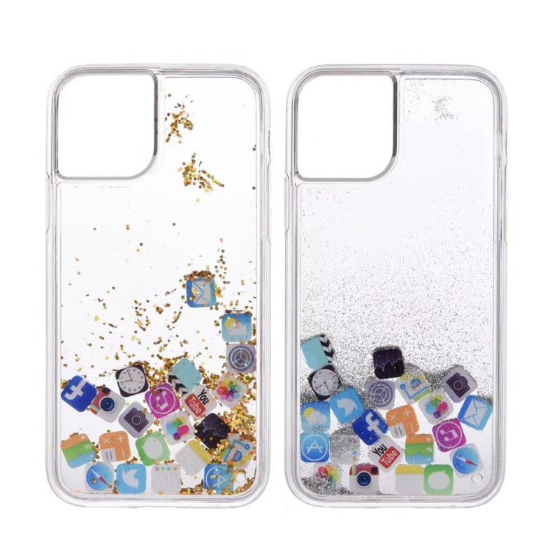 Deksel iPhone 11 Pro Max Sølv Glitter-Appikoner