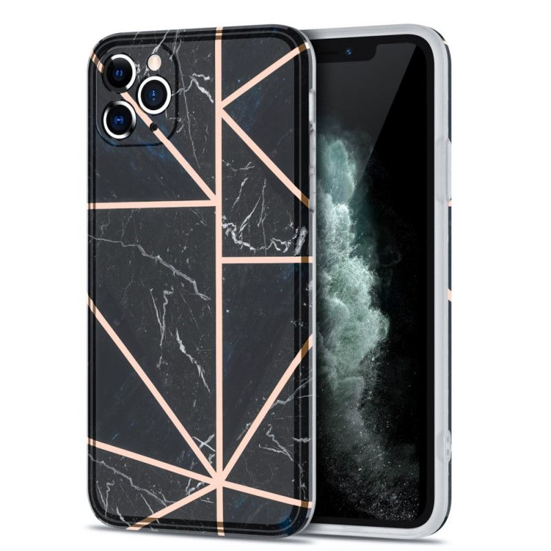 Deksel iPhone 11 Pro Max Svart Mobildeksel Marmor Prangende Geometri