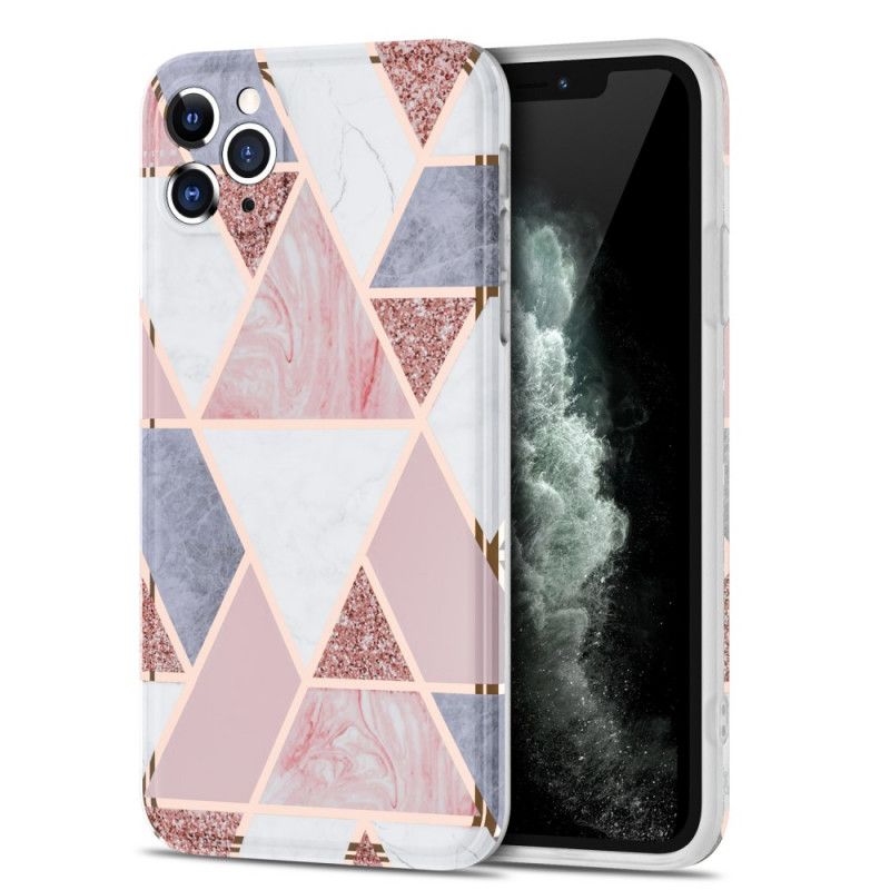 Deksel iPhone 11 Pro Max Svart Mobildeksel Marmor Prangende Geometri