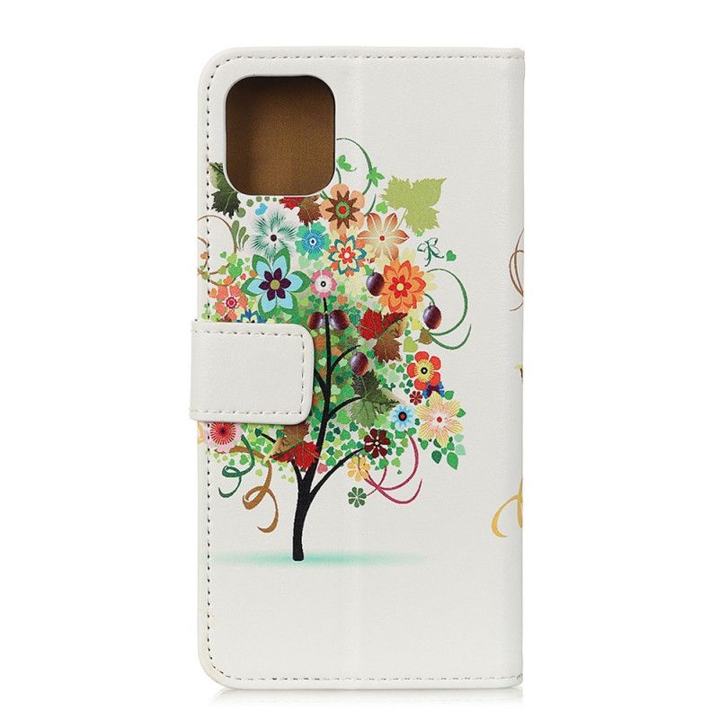 Folio Deksel for iPhone 11 Pro Max Oransje Blomstrende Tre