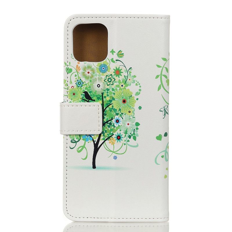 Folio Deksel for iPhone 11 Pro Max Oransje Blomstrende Tre