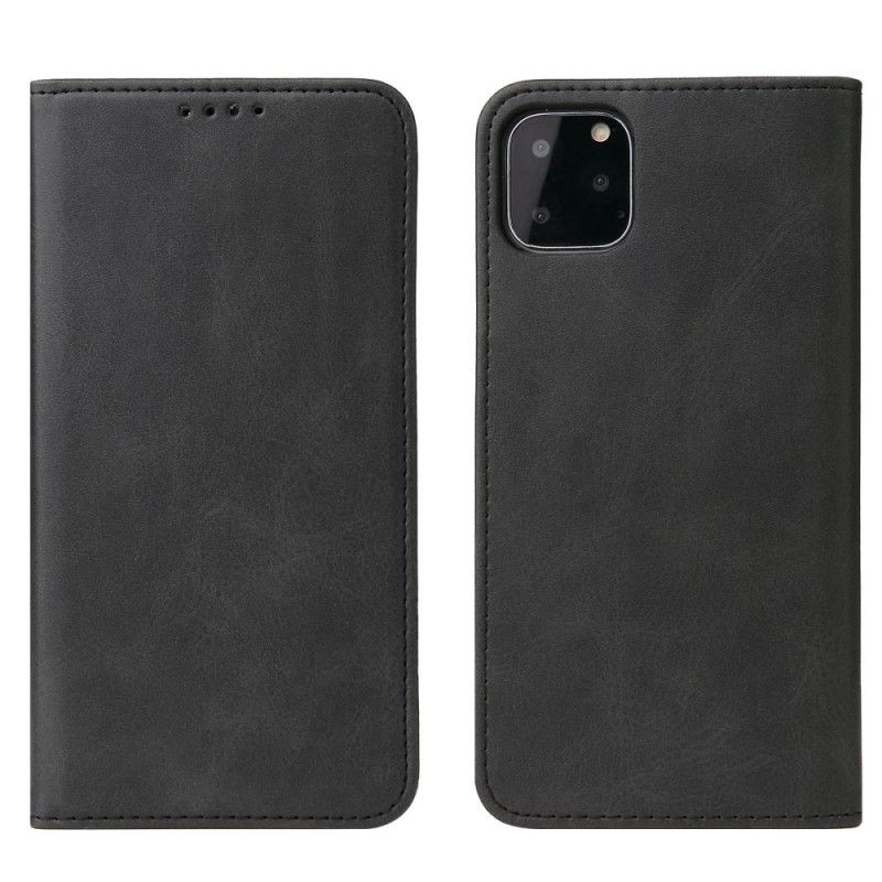 Folio Deksel for iPhone 11 Pro Max Svart Forretningsstil Pluss Skinneffekt