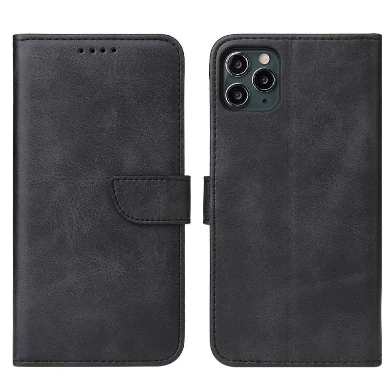 Folio Deksel iPhone 11 Pro Max Svart Vintage Skinnstil Beskyttelse